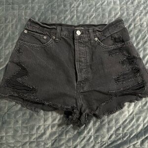 Abercrombie & Fitch‎ Black Distressed Raw Hem Shorts